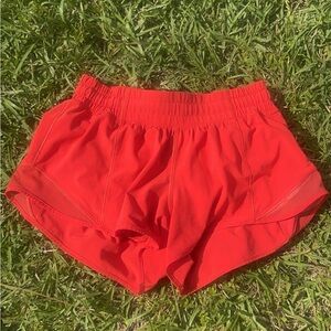 Red Lululemon hotty hot shorts